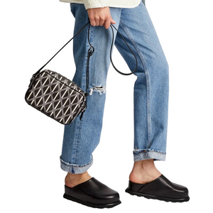 Harrods Waterloo Camera Bag Crossbody Purse Black Grey White Geo Print NEW